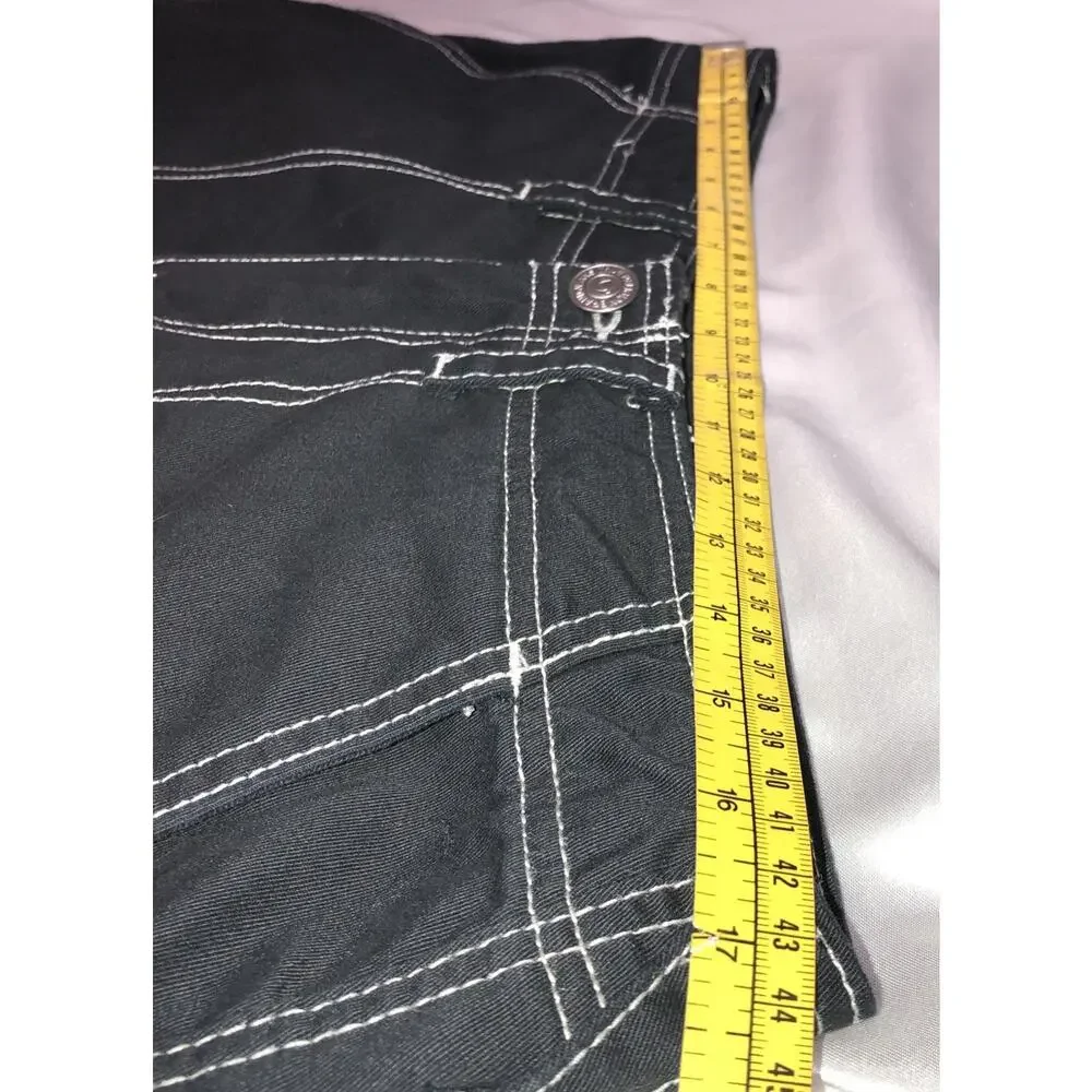 True Religion Brand Jeans Straight Leg Cargo Streetwear Pants Black Size 30
